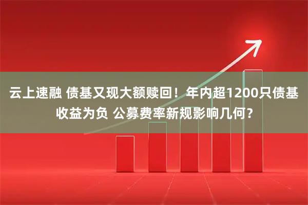 云上速融 债基又现大额赎回！年内超1200只债基收益为负 公募费率新规影响几何？